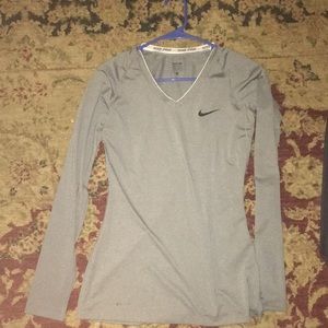Long sleeve grey Nike Pro workout top!
